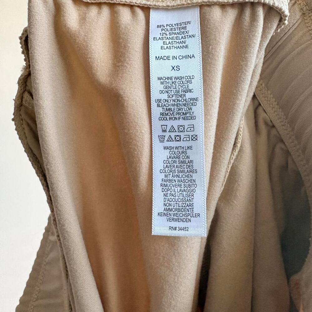 Tan Wide Leg Lounge Pants - Drawstring Waist, Ankle Slits, Size XS - Picture 6 of 6
